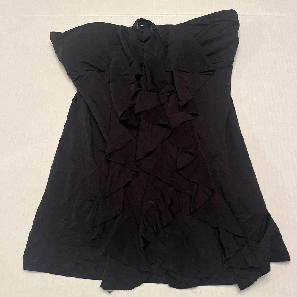 GUESS sleeveless Black Top Ruffle Front Women's Small Stylish Elegant Stretchy - Picture 1 of 8